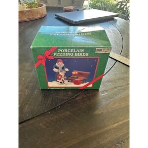 Lemax Porcelain Feeding Birds Christmas Village Figurine 53135 1995